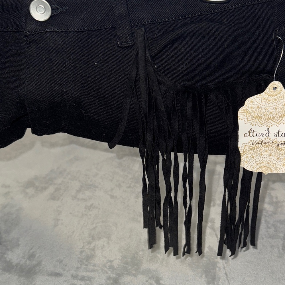 Altar'd State Black Fringe Jean Shorts - Picture 9 of 12